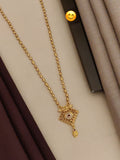 Traditional Gold Plated South Pendant Mala Set for Women | American Diamond Necklace