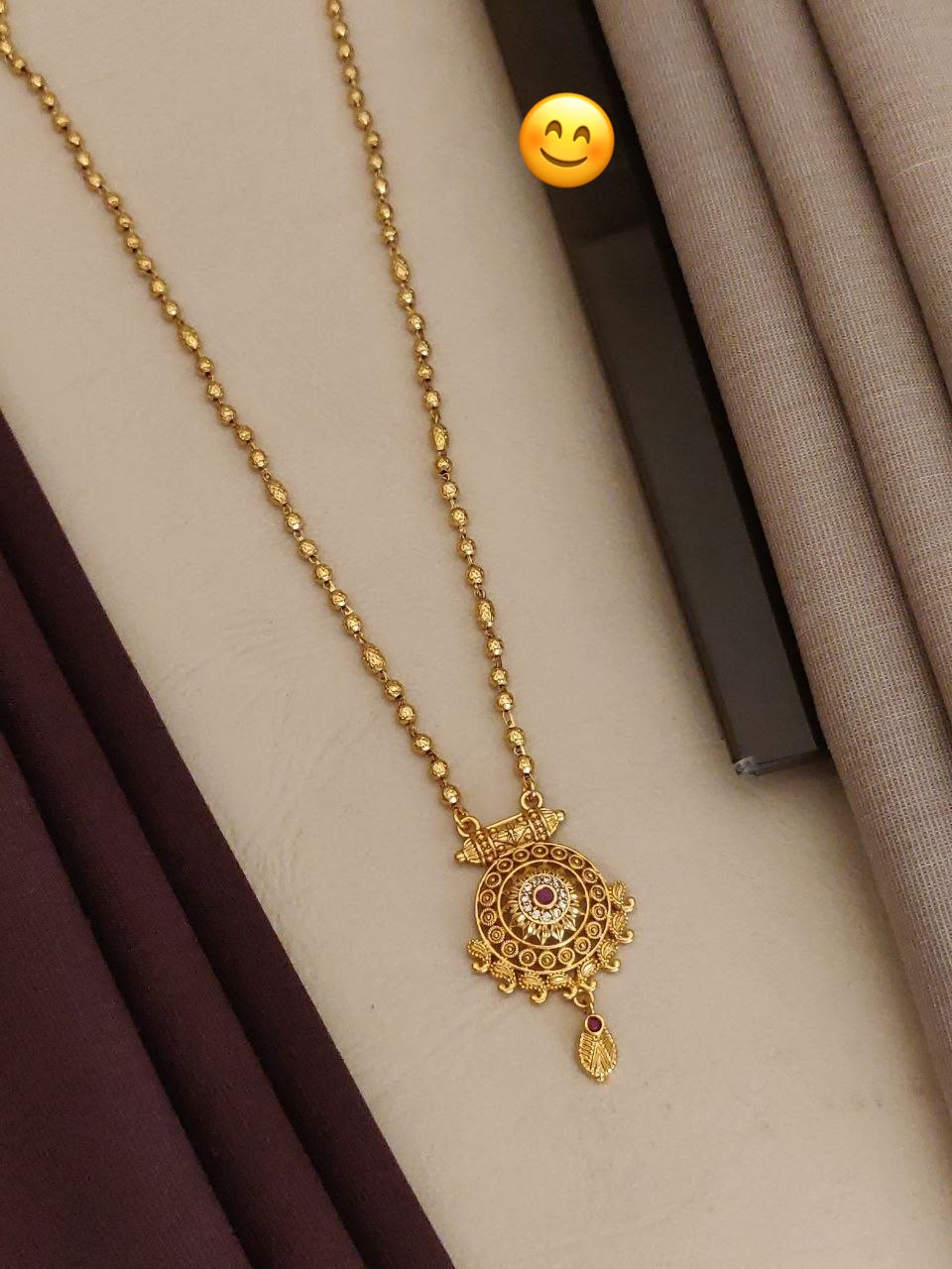 Elegant Gold Plated Acrylic Pendant Mala Set | Traditional Necklace for Women