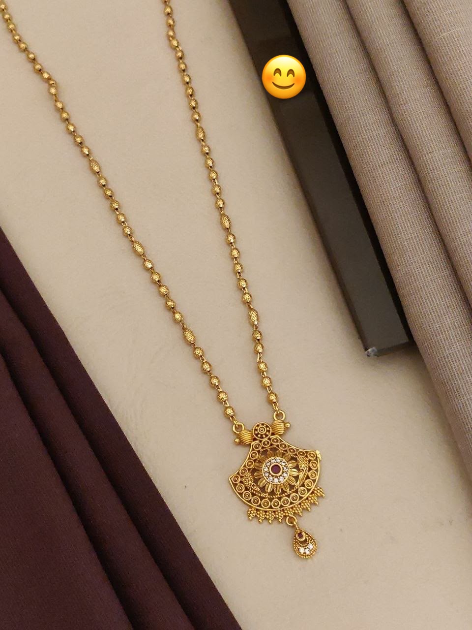 Designer South Pendant Mala Set | Gold Plated Brass Necklace for Women
