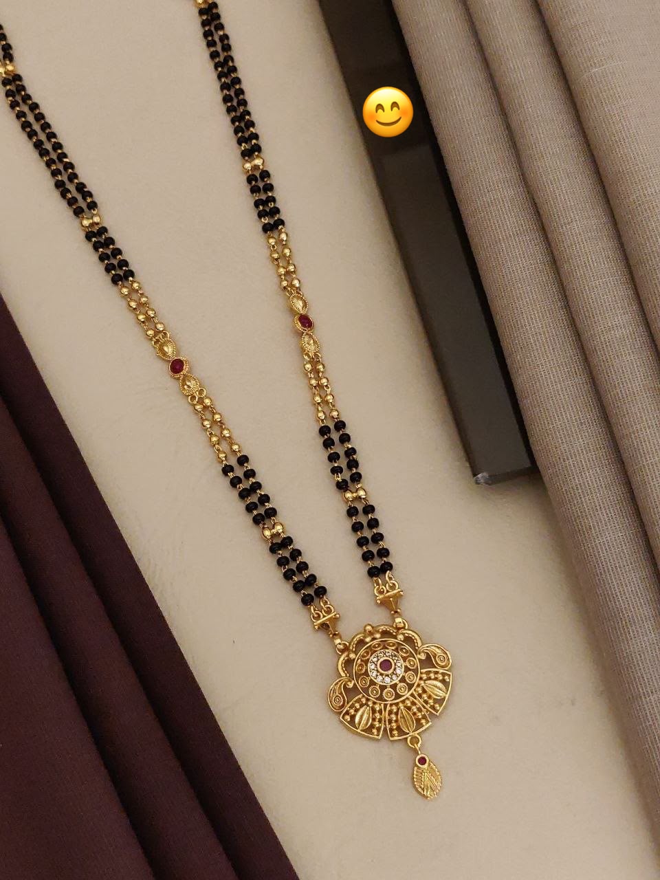 Traditional Black Bead South Pendant Mala Set